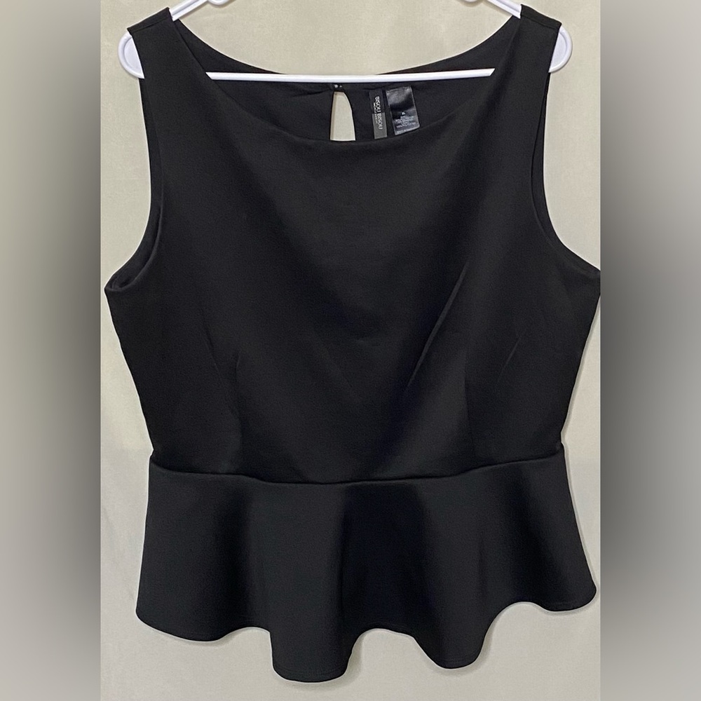 Bisou Bisou Michele Bohbot Black Peplum Top